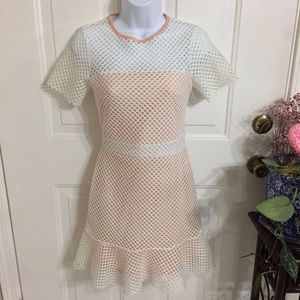 Asos - Prism Eyelet Cream Over Peach Dress   (B12)